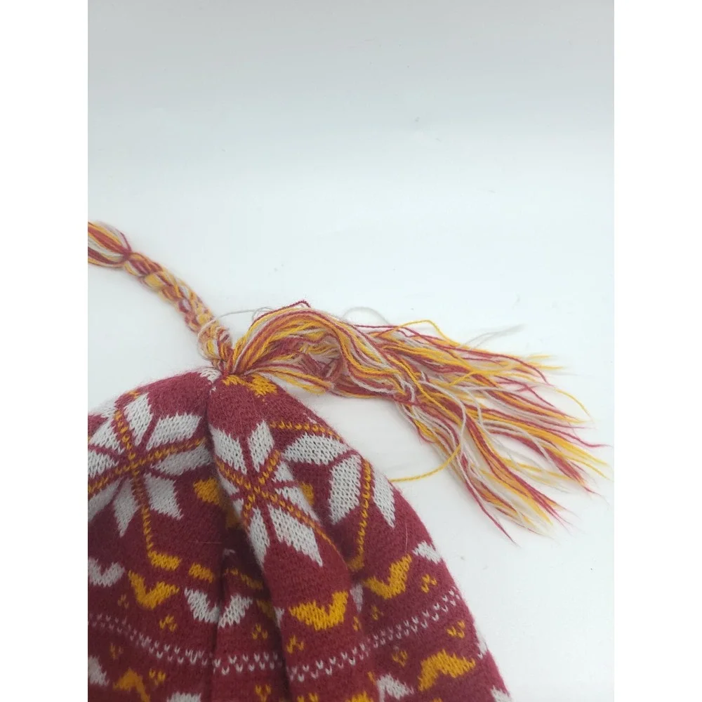 Atlanta Flames Chullo/Peruvian Snow Hat, Burgundy & Goldenrod